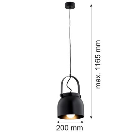 Argon 8281 - Kattokruunu johdossa LOGAN 1xE27/15W/230V halkaisija 20 cm musta