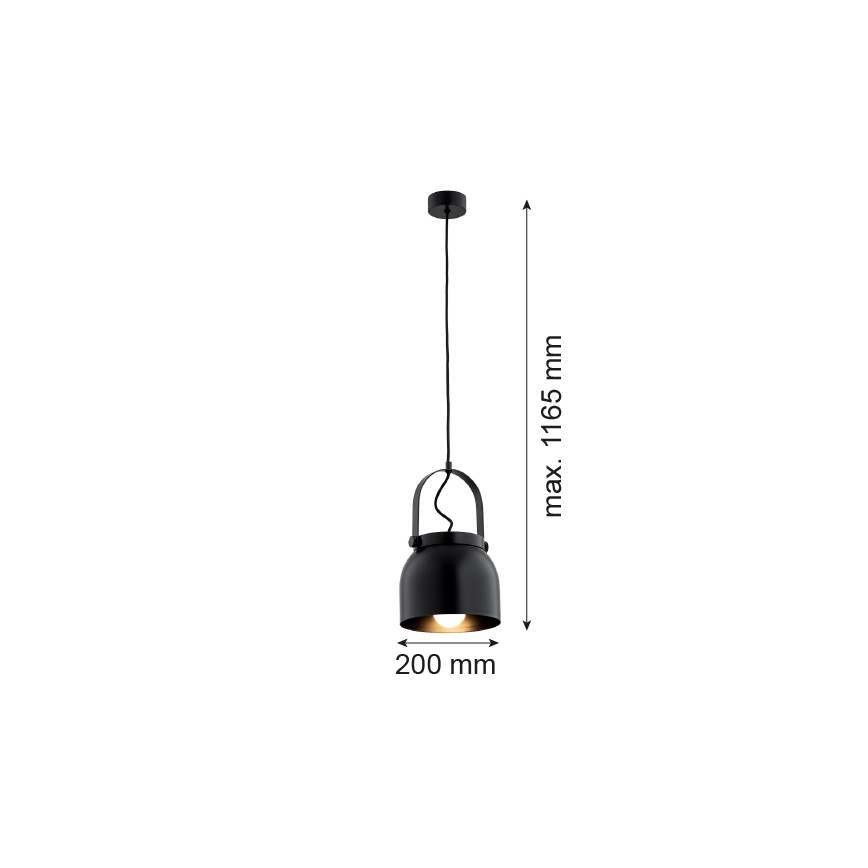 Argon 8281 - Kattokruunu johdossa LOGAN 1xE27/15W/230V halkaisija 20 cm musta