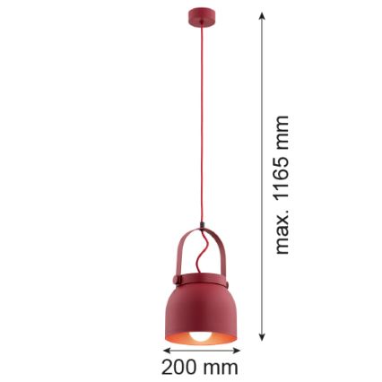 Argon 8282 - Kattokruunu johdossa LOGAN 1xE27/15W/230V halkaisija 20 cm punainen