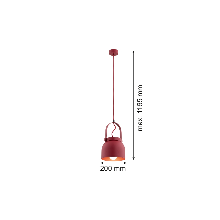 Argon 8282 - Kattokruunu johdossa LOGAN 1xE27/15W/230V halkaisija 20 cm punainen