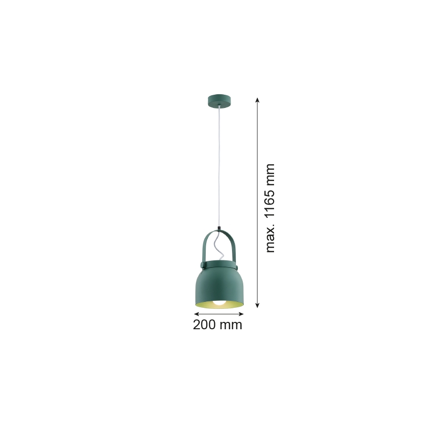 Argon 8283 - Kattokruunu johdossa LOGAN 1xE27/15W/230V halkaisija 20 cm vihreä