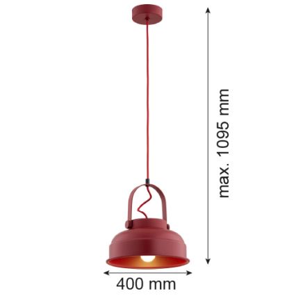 Argon 8286 - Kattokruunu johdossa DAKOTA 1xE27/15W/230V punainen