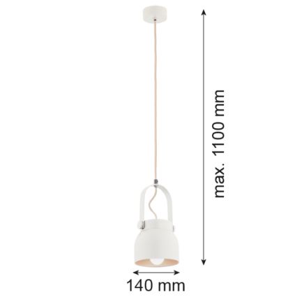 Argon 8290 - Kattokruunu johdossa LOGAN 1xE27/15W/230V halkaisija 14 cm valkoinen