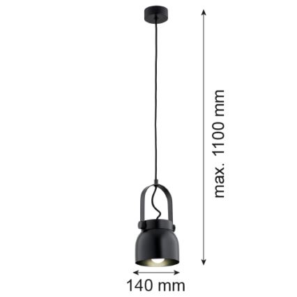 Argon 8291 - Kattokruunu johdossa LOGAN 1xE27/15W/230V halkaisija 14 cm musta