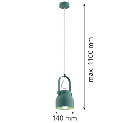 Argon 8293 - Kattokruunu johdossa LOGAN 1xE27/15W/230V halkaisija 14 cm vihreä