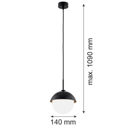 Argon 8295 - Kattokruunu johdossa CAPPELLO 1xE27/15W/230V musta