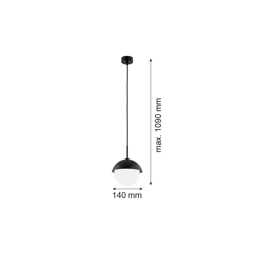 Argon 8295 - Kattokruunu johdossa CAPPELLO 1xE27/15W/230V musta