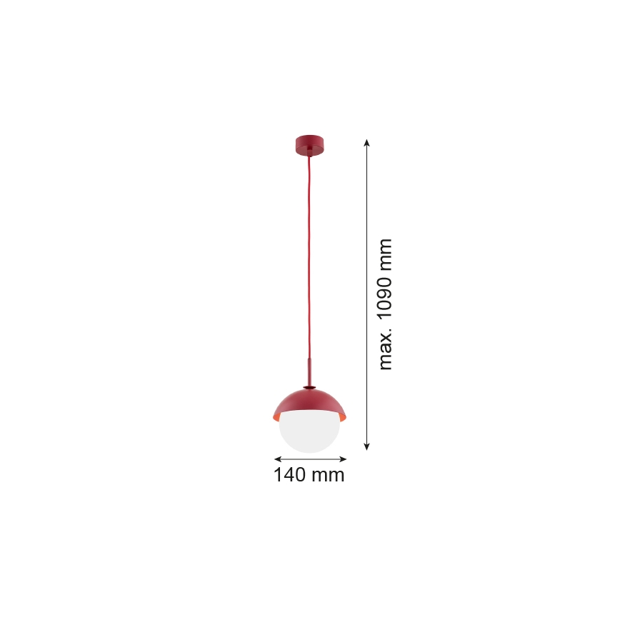 Argon 8296 - Kattokruunu johdossa CAPPELLO 1xE27/15W/230V punainen