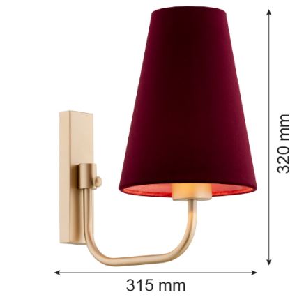 Argon 8313 - Seinävalaisin SAFIANO 1xE27/15W/230V burgundy
