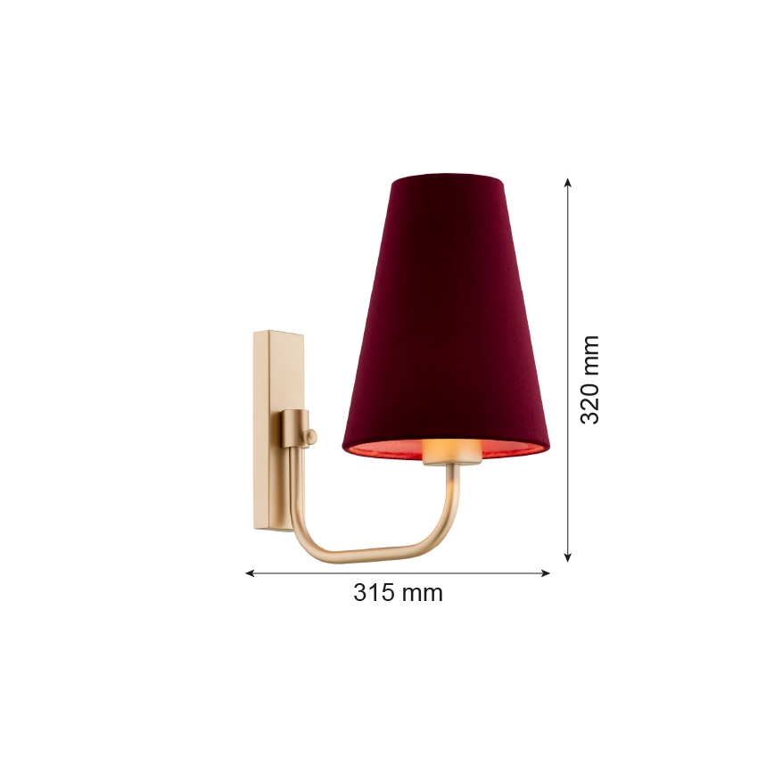 Argon 8313 - Seinävalaisin SAFIANO 1xE27/15W/230V burgundy