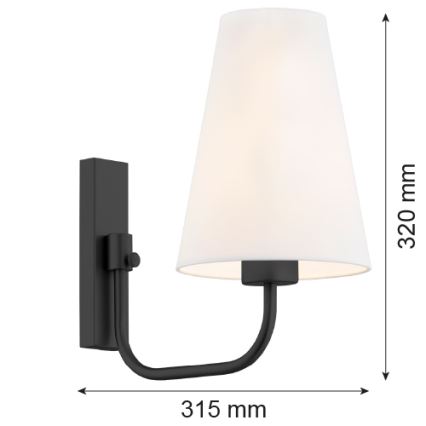 Argon 8376 - Seinävalaisin SAFIANO 1xE27/15W/230V musta