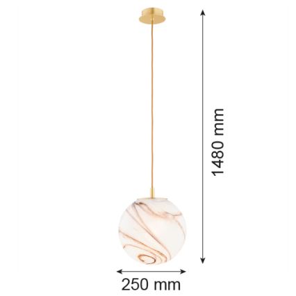 Argon 8447 - Kattokruunu johdossa ALMIROS 1xE27/15W/230V halkaisija 25 cm alabasteri kulta