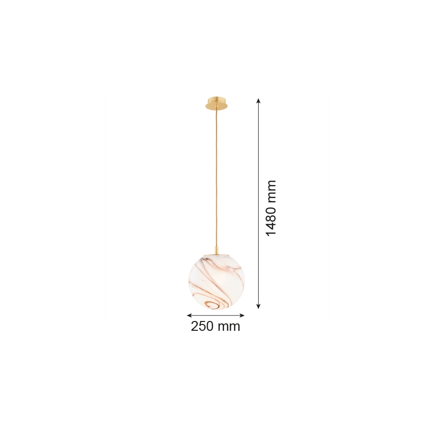 Argon 8447 - Kattokruunu johdossa ALMIROS 1xE27/15W/230V halkaisija 25 cm alabasteri kulta