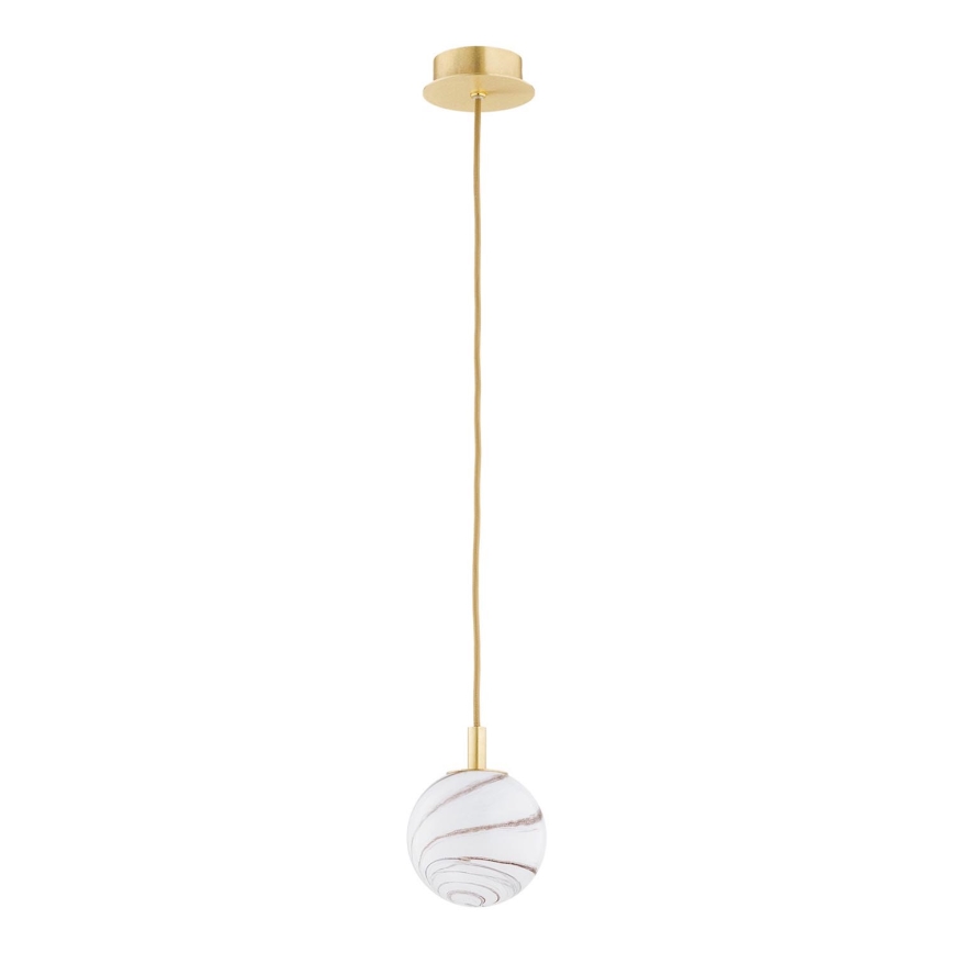 Argon 8450 - Kattokruunu johdossa ALMIROS 1xE14/7W/230V halkaisija 12 cm alabasteri kulta