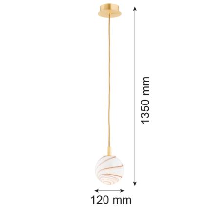 Argon 8450 - Kattokruunu johdossa ALMIROS 1xE14/7W/230V halkaisija 12 cm alabasteri kulta
