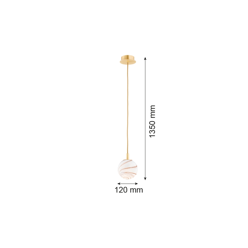 Argon 8450 - Kattokruunu johdossa ALMIROS 1xE14/7W/230V halkaisija 12 cm alabasteri kulta