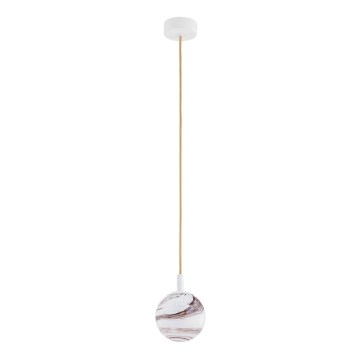 Argon 8451 - Kattokruunu johdossa ALMIROS 1xE14/7W/230V halkaisija 12 cm alabasteri valkoinen/kulta