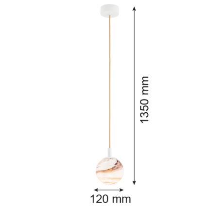Argon 8451 - Kattokruunu johdossa ALMIROS 1xE14/7W/230V halkaisija 12 cm alabasteri valkoinen/kulta