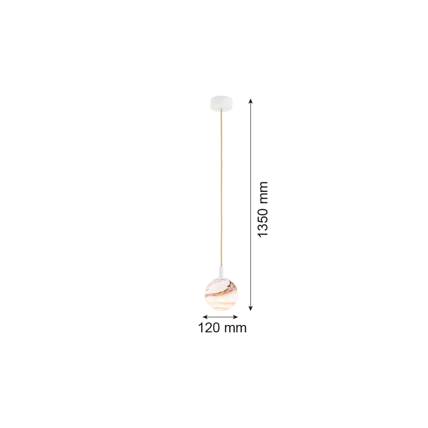 Argon 8451 - Kattokruunu johdossa ALMIROS 1xE14/7W/230V halkaisija 12 cm alabasteri valkoinen/kulta