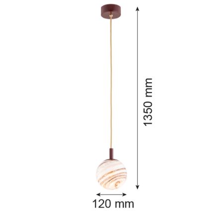 Argon 8452 - Kattokruunu johdossa ALMIROS 1xE14/7W/230V halkaisija 12 cm alabasteri ruskea/kulta