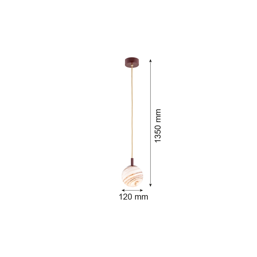 Argon 8452 - Kattokruunu johdossa ALMIROS 1xE14/7W/230V halkaisija 12 cm alabasteri ruskea/kulta