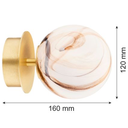 Argon 8453 - Seinävalaisin FABIO 1xE14/7W/230V alabasteri kulta