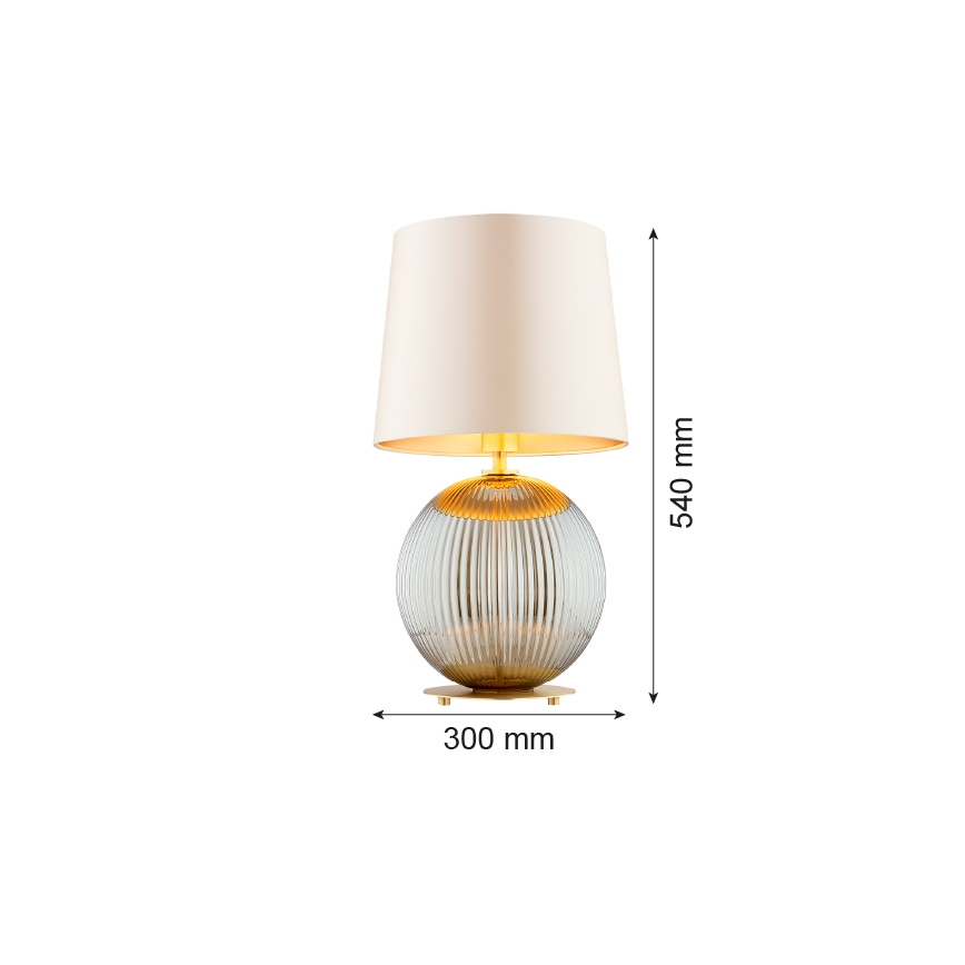 Argon 8530 - Pöytävalaisin HAMILTON 1xE27/15W/230V 54 cm kerma/harmaa