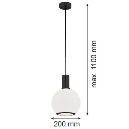 Argon 8564 - Kattokruunu johdossa SAGUNTO PLUS 1xE27/15W/230V halkaisija 20 cm musta