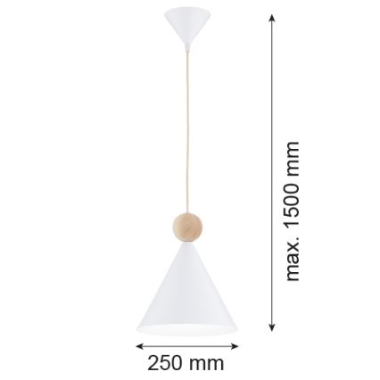Argon 8629 - Kattokruunu johdossa KEGEL 1xE27/15W/230V valkoinen