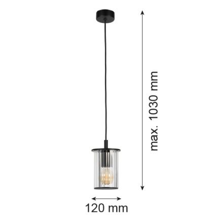 Argon 8751 - Ulkokattokruunu johdossa NORFOLK 1xE27/15W/230V IP44 musta