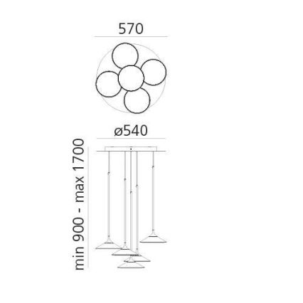 Artemide 0355030A - Himmennettävä LED-kattokruunu johdossa ORSA CLUSTER LED/37W/230V 3000K