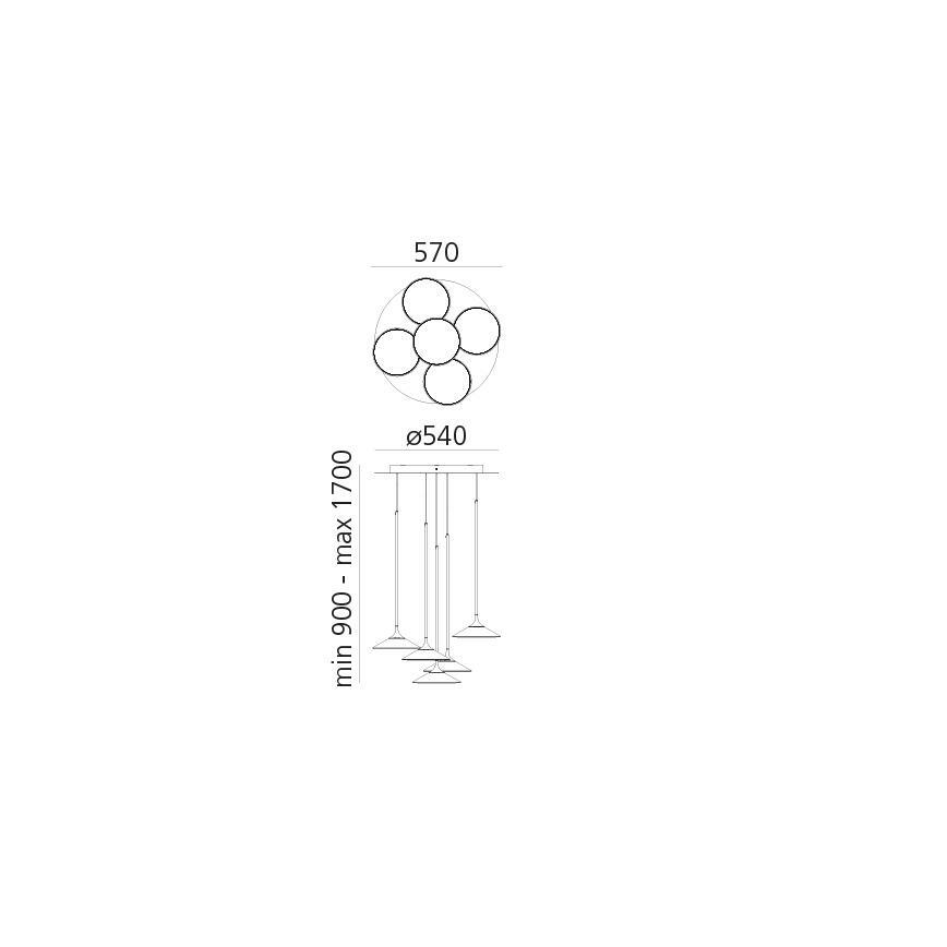 Artemide 0355030A - Himmennettävä LED-kattokruunu johdossa ORSA CLUSTER LED/37W/230V 3000K