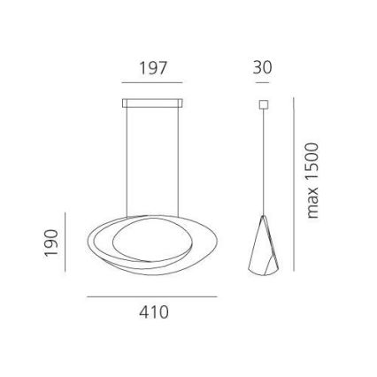 Artemide 1182010A - Himmennettävä LED-kattokruunu johdossa CABILDO LED/44W/230V 3000K