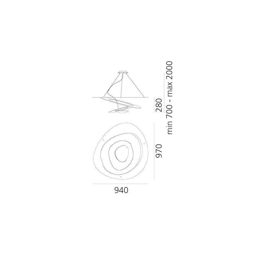 Artemide 1239010A - Kattokruunu johdossa PIRCE 1xR7s/11W/230V 97 cm valkoinen