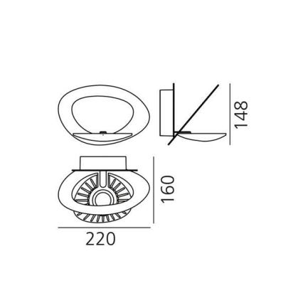 Artemide 1248010A - Himmennettävä LED-seinävalaisin PIRCE LED/27W/230V 3000K valkoinen