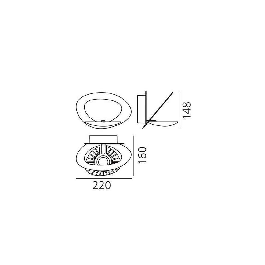 Artemide 1248020A - Himmennettävä LED-seinävalaisin PIRCE LED/27W/230V 3000K kulta
