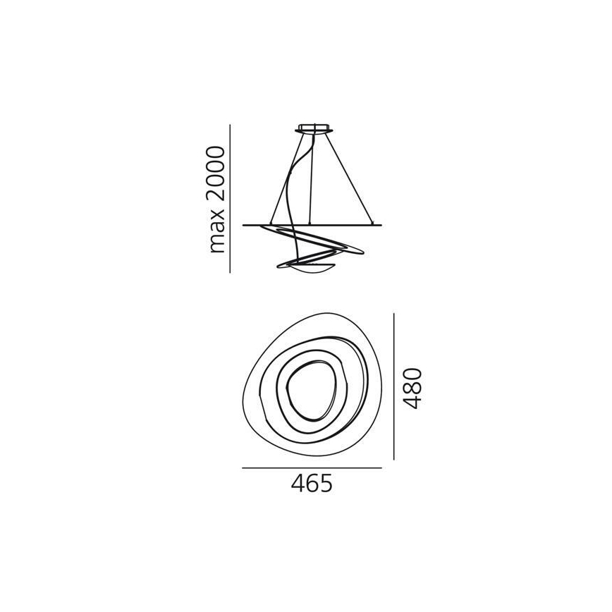 Artemide 1249020A - Himmennettävä LED-kattokruunu johdossa PIRCE LED/27W/230V 3000K kulta