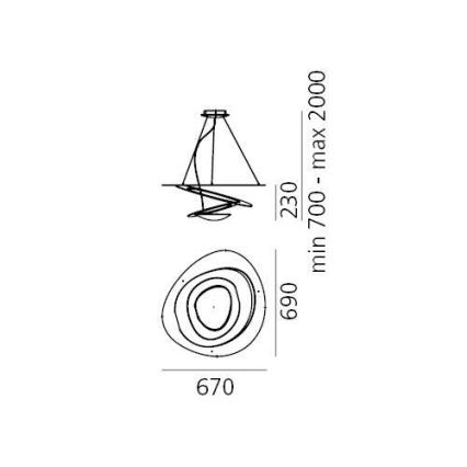 Artemide 1256120A - Himmennettävä LED-kattokruunu johdossa PIRCE LED/44W/230V 3000K kulta