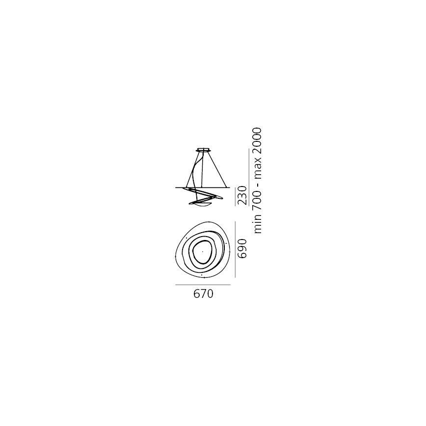 Artemide 1256120A - Himmennettävä LED-kattokruunu johdossa PIRCE LED/44W/230V 3000K kulta
