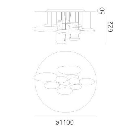 Artemide 1366110A - LED-himmennyskattokruunu MERCURY LED/58W/230V 3000K