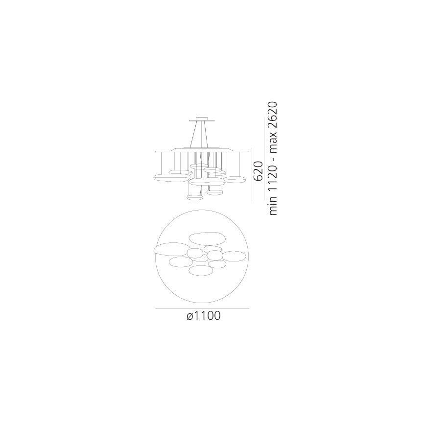 Artemide 1367110A - Himmennettävä LED-kattokruunu johdossa MERCURY LED/58W/230V 3000K