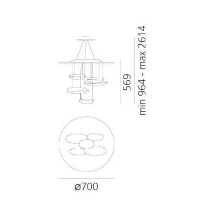 Artemide 1477110A - Himmennettävä LED-kattokruunu johdossa MERCURY LED/29W/230V 3000K