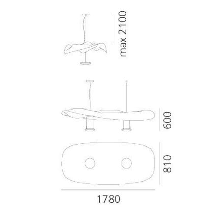 Artemide 1513010A - Kattokruunu johdossa COSMIC ENKELI 2xR7s/11W/230V kiiltävä kromi