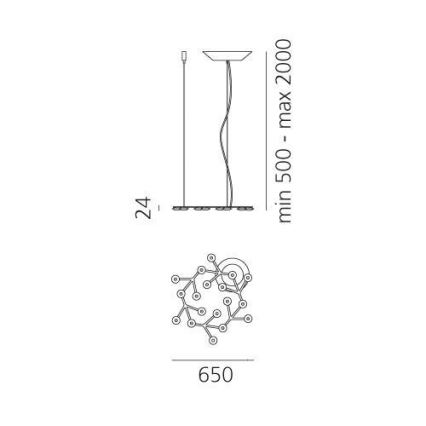 Artemide 1575050APP - Himmennettävä LED-kattokruunu johdossa NET LED/43W/230V halkaisija 65 cm 3000K