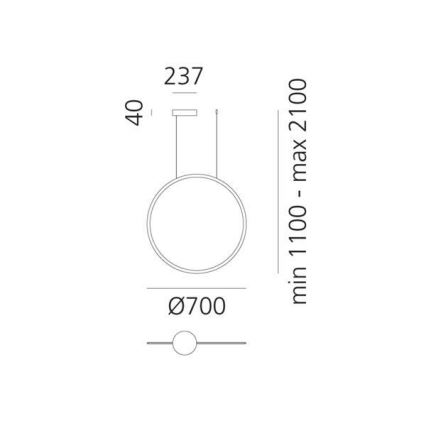 Artemide 1992060APP - Himmennettävä LED-kattokruunu johdossa DISCOVERY LED/40W/230V 3000K pronssi