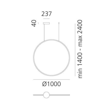 Artemide 1993010APP - Himmennettävä LED-kattokruunu johdossa DISCOVERY LED/60W/230V 3000K antrasiitti