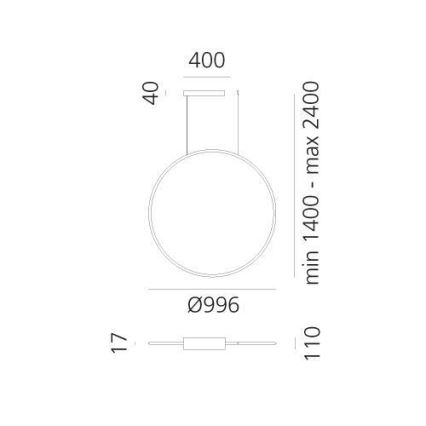 Artemide 1993210APP - Himmennettävä LED-kattokruunu johdossa DISCOVERY LED/71W/230V 2700-6500K antrasiitti