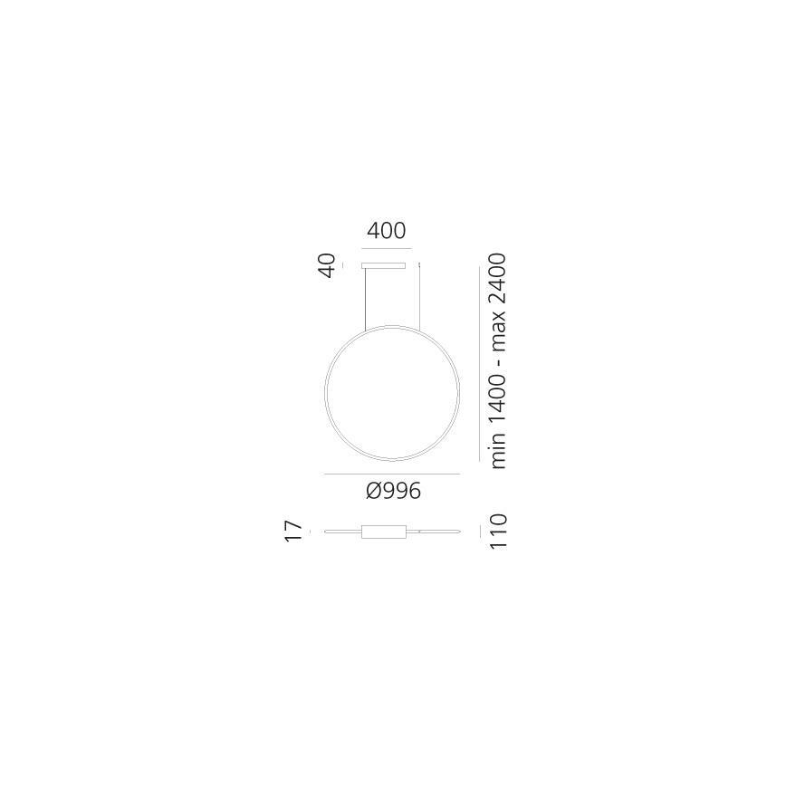 Artemide 1993230APP - Himmennettävä LED-kattokruunu johdossa DISCOVERY LED/71W/230V 2700-6500K musta
