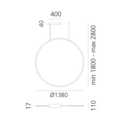 Artemide 1994330APP - LED RGBW Himmennettävä kattokruunu johdossa DISCOVERY LED/79W/230V 2700-6500K musta