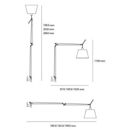 Artemide AR 0564010A+AR 0780030A+AR 0779010A KOMPLET - Lattialamppu TOLOMEO MEGA 1xE27/150W/230V